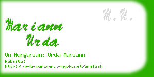 mariann urda business card